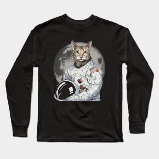 Astronaut Space Cat Moon Long Sleeve T-Shirt